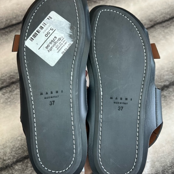 Marni Fussbett Leather Wrap Black/Maroon Sandals - Picture 7 of 9